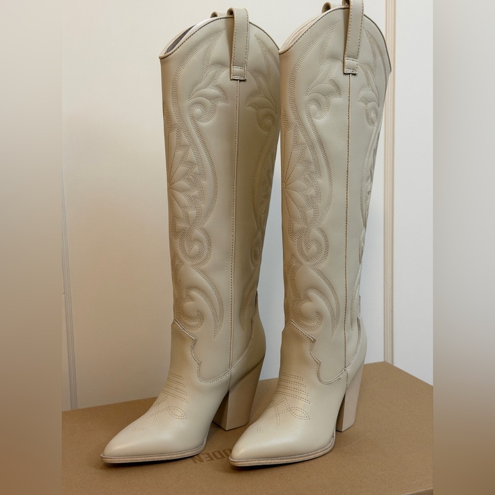 Steve Madden Lasso Bone Leather Knee-High Boots
